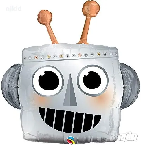 Глава робот квадрат балон фолио фолиев хелий или въздух парти рожден ден, снимка 1