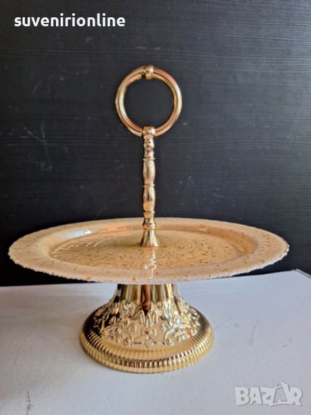 стъклен поднос за сладкиши на стойка, снимка 1