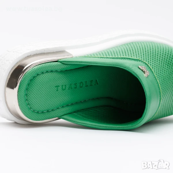 🥁 Намаление - Зелени анатомични чехли от естествена кожа | Марка Tuasolea, снимка 1