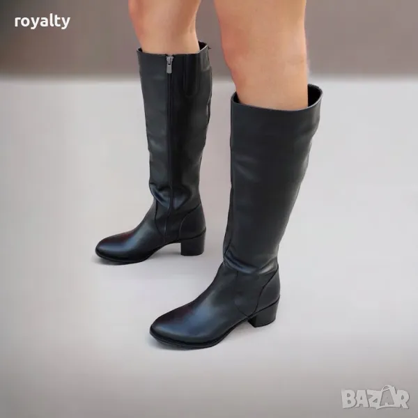 Ботуши на ток - черна кожа, снимка 1