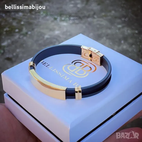 Мъжка Гривна от Силикон и Стомана, снимка 1