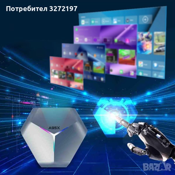 Тв бокс VONTAR A95X F4 Smart TV Box 2.4G/5G WiFi Quad Core 8K RGB,DDR3 4GB, eMMC 128GB,2/4G , снимка 1
