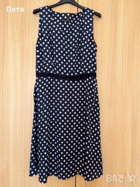 Тъмно синя рокля с точки Dika, снимка 1