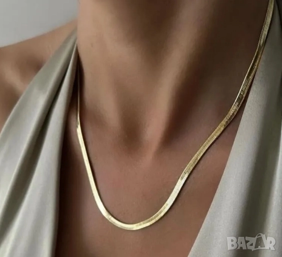 Стилна деликатност дамско колие B r o s w a y от медицинска стомана със златно покритие, снимка 1