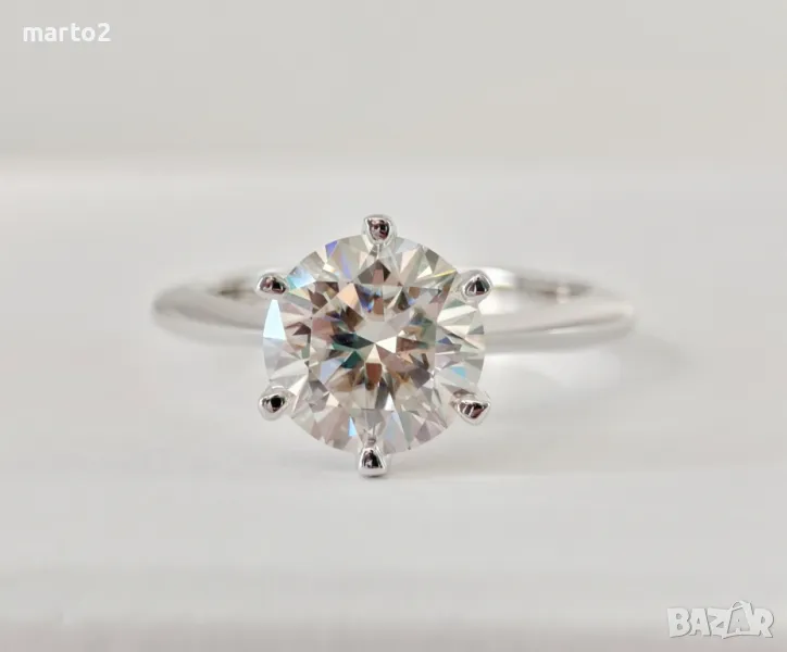 Елегантен Сребърен 925 Пръстен с 3 Каратов Мойсанит!!!, снимка 1