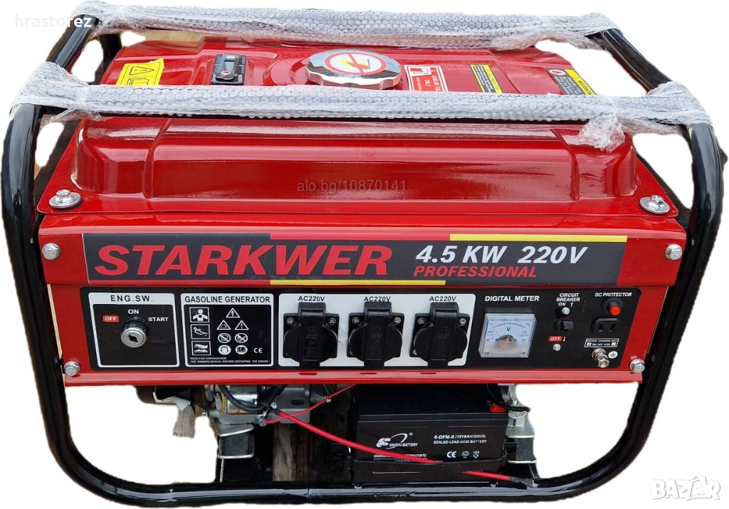 4.5 KW Бензинов Генератор за ток STARKWER с Ел стартер - Склад за Генератори за ток, снимка 1