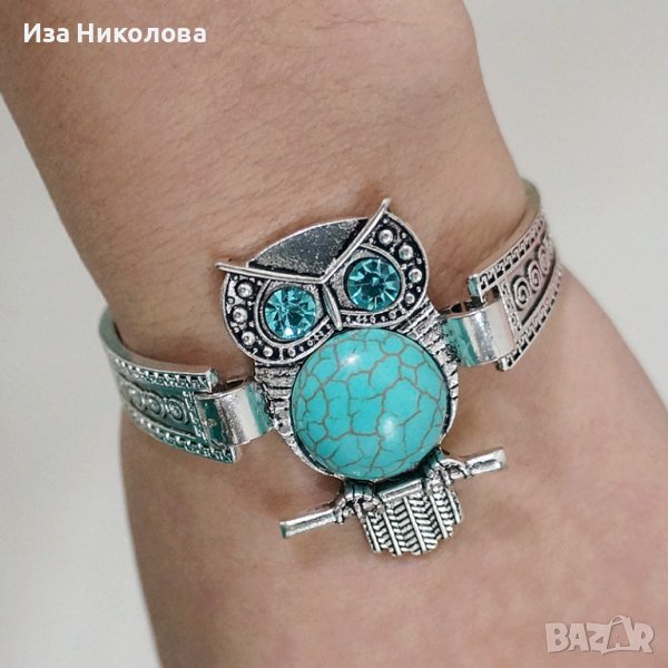 Гривна със сова тюркоаз, снимка 1