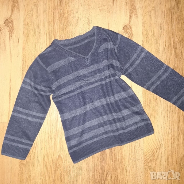 2-3г 98см Блуза тип пуловер с дълъг ръкав тъмно синя Без следи от употреба, снимка 1