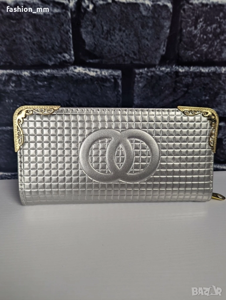 Лачено портмоне сиво и златно, снимка 1
