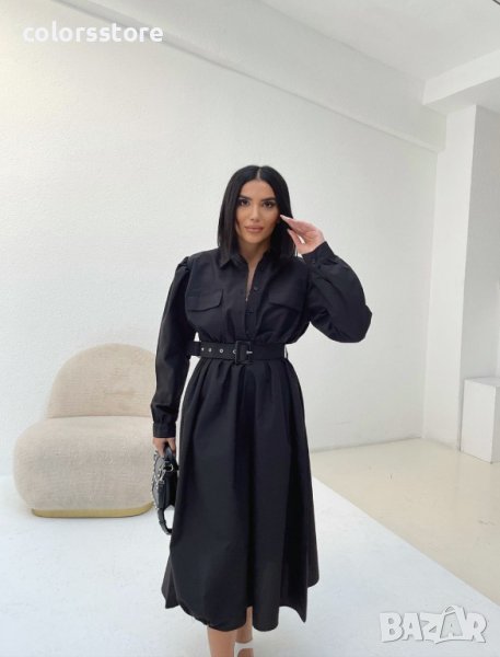 ДАМСКА РОКЛЯ С КОЛАН BLACK, снимка 1