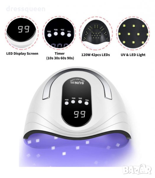 S9 3090 Лампа за изпичане на гел лак SUN S9 MAX, UV/LED 120W, снимка 1