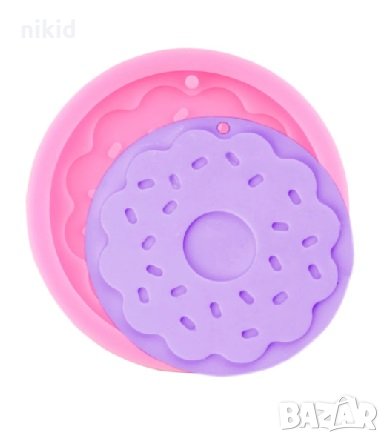 Голяма поничка Донът с поръски силиконов молд форма фондан шоколад смола гипс украса декор, снимка 1