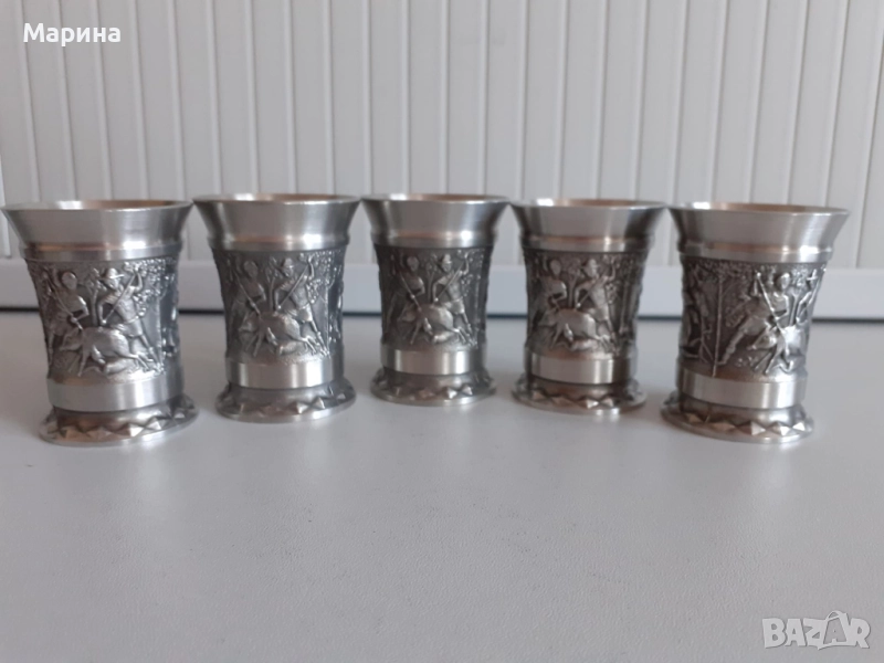  Немски чаши за ракия от калай, 30 мл. Antik * Vintage #22, снимка 1
