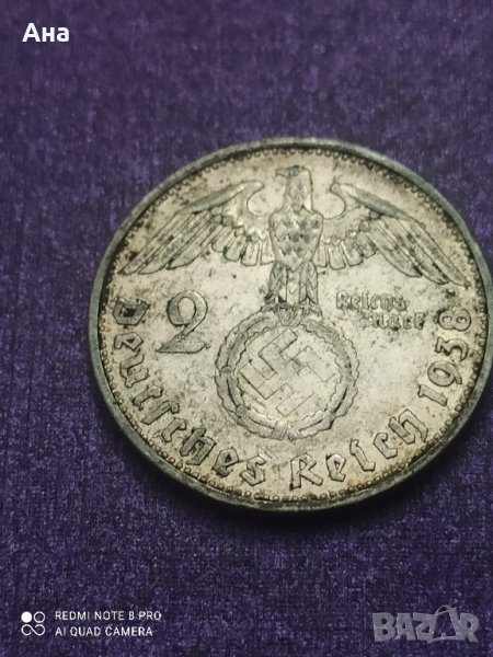 2 Марки 1938година сребро Трети Райх

, снимка 1