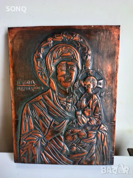 Страхотна Стара Медна Икона, снимка 1
