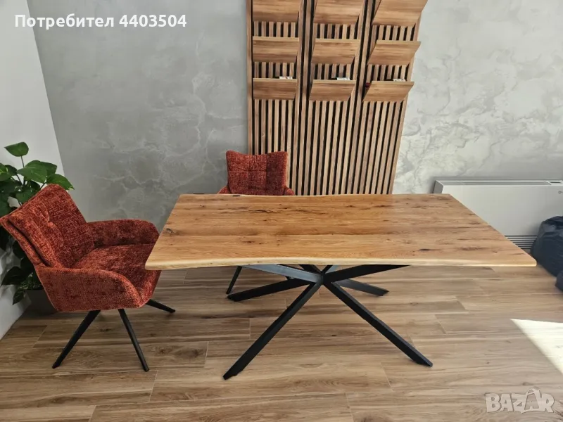 Трапезна маса от масив- дъб с метални крака , снимка 1