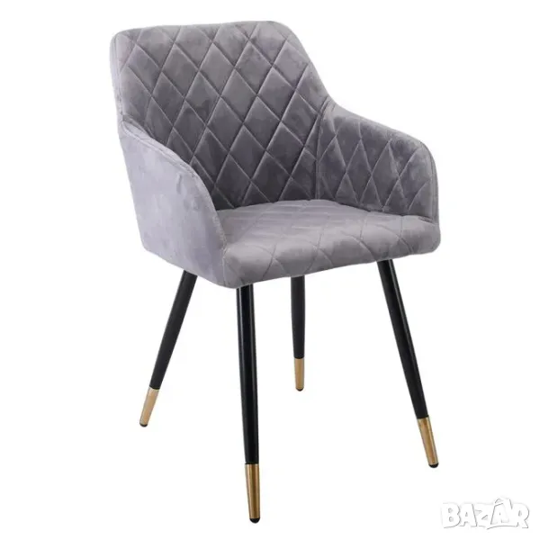 Стол Фотьойл трапезен Rena велур сиво, снимка 1