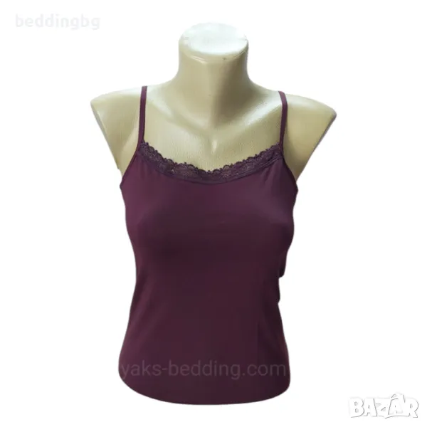 Дамски лилав потник ИВОН с тънка презрамка и дантела, размери S-2XL, снимка 1