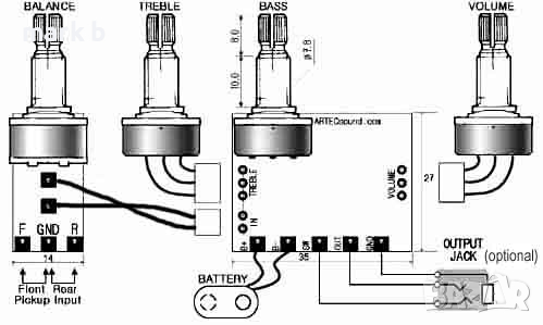  Нова активна електроника за бас китара 2-лентова, снимка 1