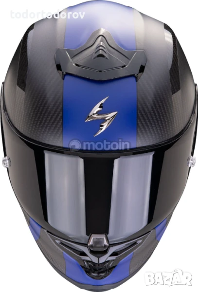 Мото Каска SCORPION EXO-R1 EVO CARBON AIR MG Matt Black-Blue M 57-58, снимка 1