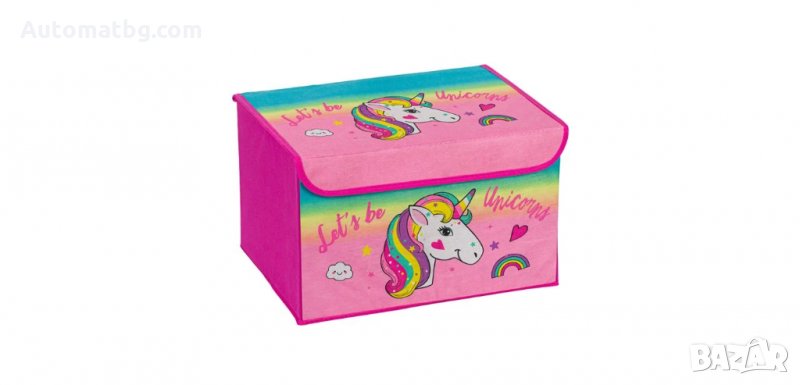 Кутия за съхранение Детски плат Розов еднорог, Automat, снимка 1