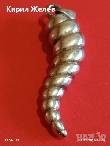 ИТАЛИАНСКА ВИСУЛКА във ФОРМАТА на РОГ ВИСОКО ПОЛИРАНО СРЕБРО 22299, снимка 7 - Колиета, медальони, синджири - 52855142