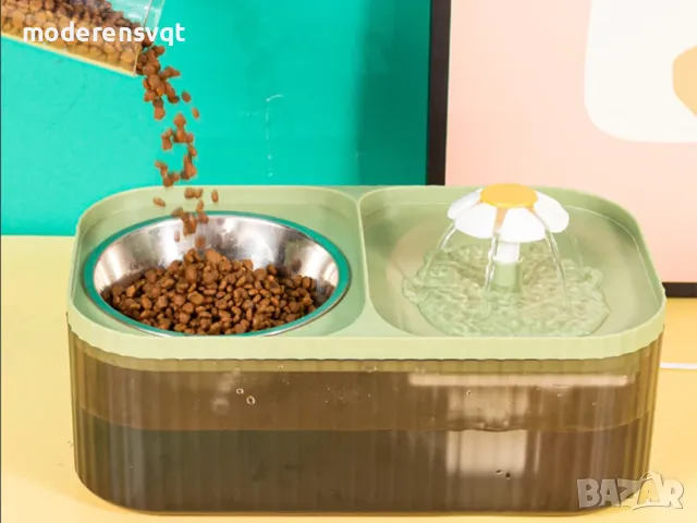 Автоматична поилка с купа за храна за котки и кучета фонтан, снимка 4 - За котки - 48473121