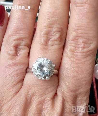 Два броя / Винтидж / Стар сребърен пръстен с Морганит и Бял сапфир проба 925 , снимка 11 - Пръстени - 42322435