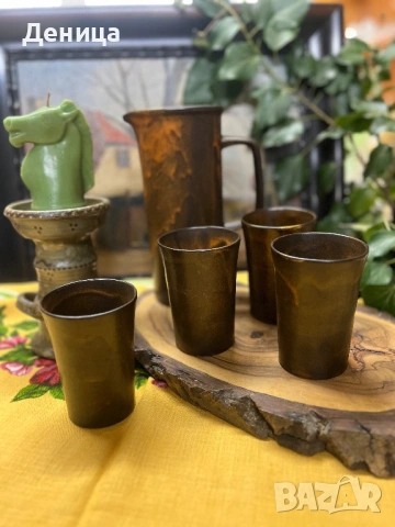 Свещник и комплект за вино   керамика с красиви цветове 