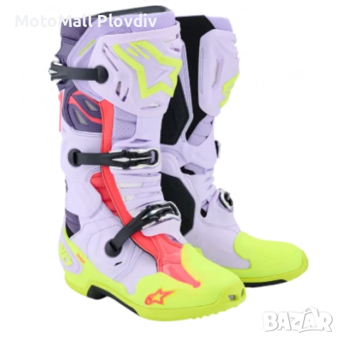 Мотокрос ботуши ALPINESTARS TECH 10 S-VENTED PURPLE/YELLOW/DIVA PINK, снимка 2 - Аксесоари и консумативи - 51474573