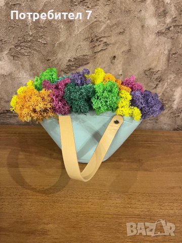 Кашпа чанта със скандинавски мъх, снимка 2 - Вази - 41928166