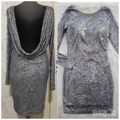 Блестяща рокля с паети и гол гръб размер М 