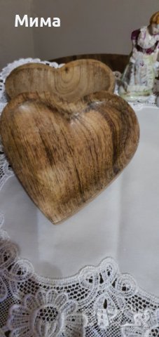 Дървени  купички сърца, снимка 3 - Декорация за дома - 44489776