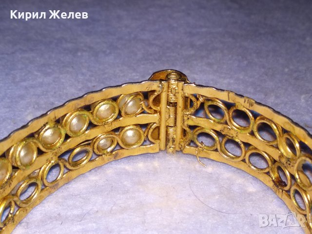 СТАРА ПОЗЛАТЕНА ФИЛИГРАННО АЖУРНО РЪЧНО ИЗРАБОТЕНА ПЕРЛЕН ТИП СТОМАНЕНА РЕТРО ГРИВНА 26616, снимка 8 - Антикварни и старинни предмети - 41269264