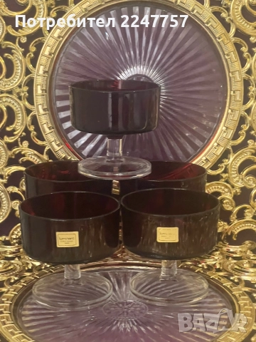 Червени чаши за десерт/ сладолед, снимка 3 - Антикварни и старинни предмети - 52658511