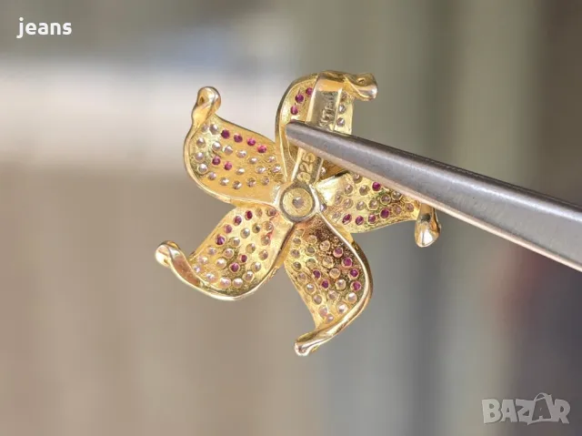 Сребърен 925 пръстен и висулка с позлата 17562, снимка 11 - Пръстени - 50325595