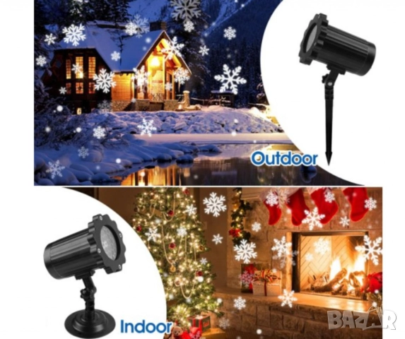 Водоустойчив LED проектор Снежинка за прожектиране на сняг, снимка 5 - Прожектори - 51993116