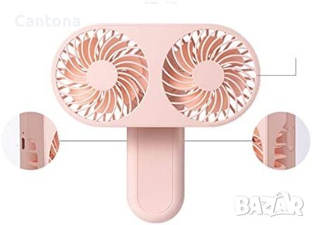 Акумулаторен ръчен вентилатор с 2 глави, 3 степени, Li Ion батерия, micro USB, снимка 5 - Вентилатори - 39481134