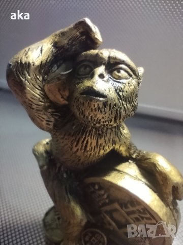 Фън Шуй маймунка с късметлийска монета и късчета за пари, просперитет, златна статуетка, снимка 8 - Други - 41821790
