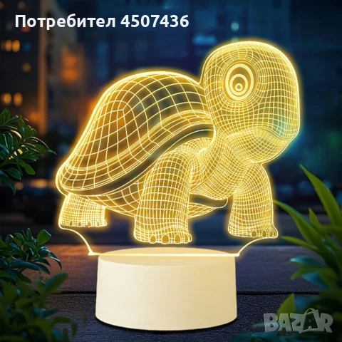 Холограмна 3D LED лампа-Костенурка , снимка 2 - Настолни лампи - 51182372