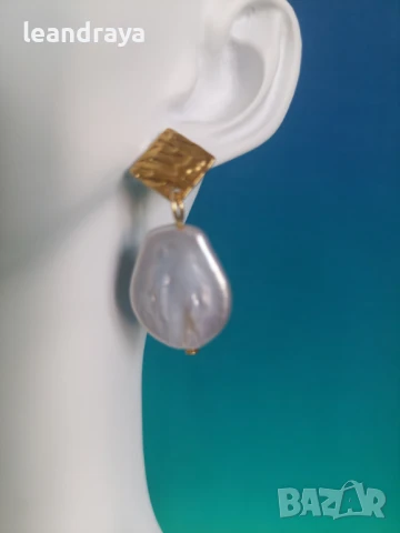 Обици 2 в 1 с перли, снимка 1