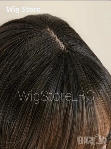 Светло кафява перука с бретон, снимка 4 - Аксесоари за коса - 47740650