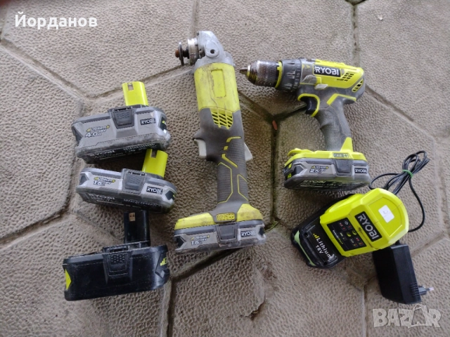 Продавам сет на Ryobi Li-Ion ъглошлайф и винтоверт на батерии, снимка 2 - Винтоверти - 52892539