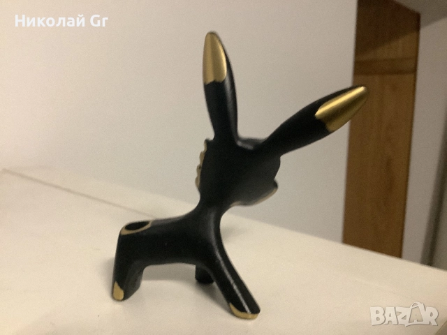 Декоративно магаре 1950 години Вена патиниран бронз височина 8´5 см стойка за химикалки Walter Bosse, снимка 2 - Декорация за дома - 52469758
