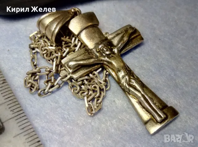 ГОЛЯМ СРЕБЪРЕН КРЪСТ РАЗПЯТИЕ СРЕБРО 925 с РЕТРО СРЕБЪРНА ВЕРИЖКА СРЕБРО 925 АРТ ИЗРАБОТКА 39982, снимка 4 - Колиета, медальони, синджири - 49351535
