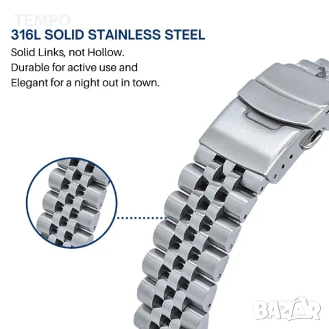 ВЕРИЖКА “JUBILEE” 18мм от КАЧЕСТВЕНА НЕРЪЖДАЕМА СТОМАНА 316L + ПОДАРЪК, снимка 6 - Каишки за часовници - 47262481