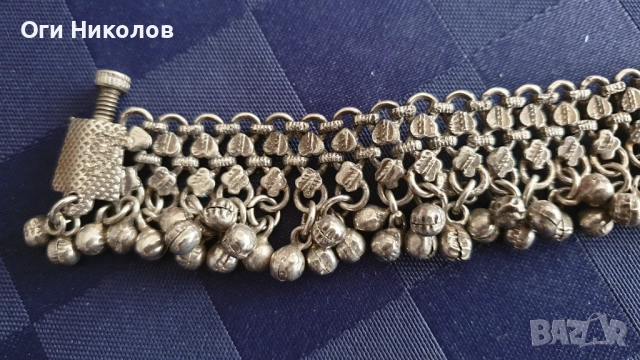 Посребрена старинна гривна за глезен -1 с надеждно закопчаване, снимка 5 - Антикварни и старинни предмети - 51627566