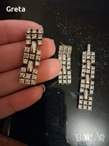 Сребърни обеци комплект с колие, снимка 2 - Бижутерийни комплекти - 53787793