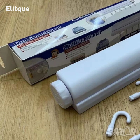 Прибиращ се простор за дрехи с 5 въжета и куки - Максимална дължина 3.2 метра, бял, снимка 5 - Други стоки за дома - 52832720