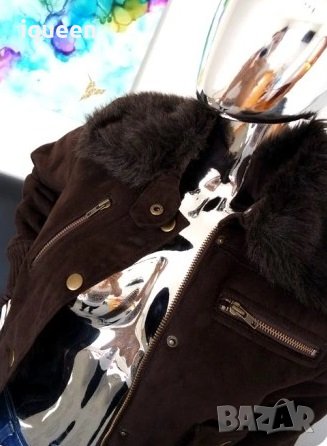 Манго яке велур с пух, снимка 2 - Якета - 44199928